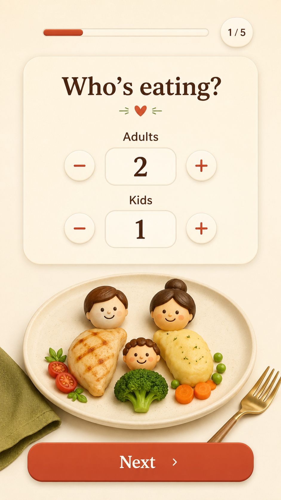 App screen — who's eating tonight